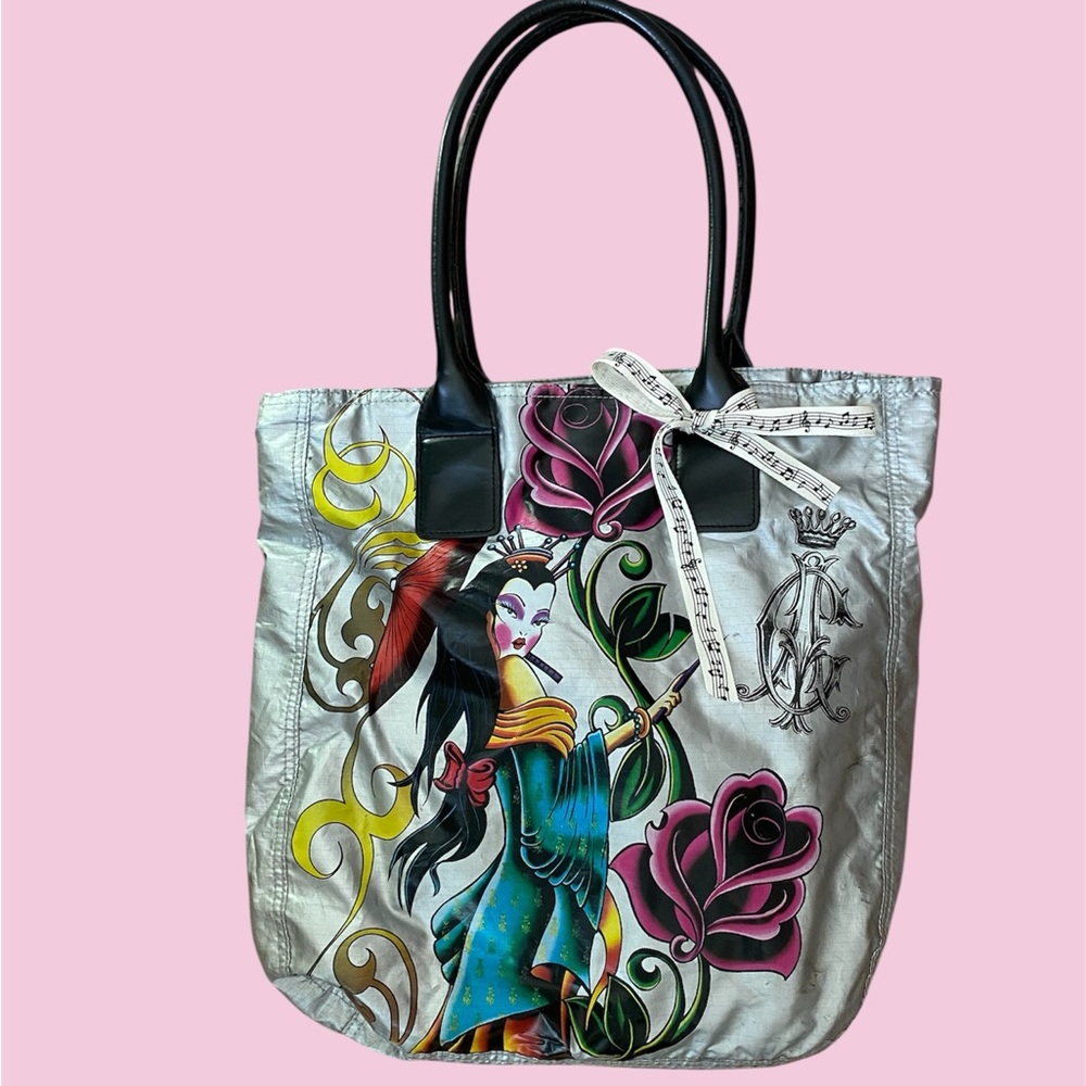 Ed Hardy Multicolor Artistic Tote Bag